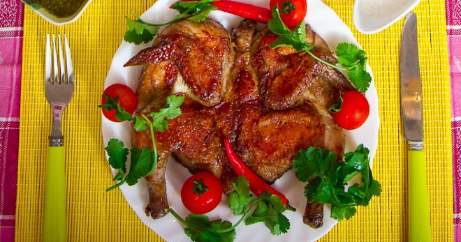 Цыпленок табака — рецепт вкусного грузинского блюда